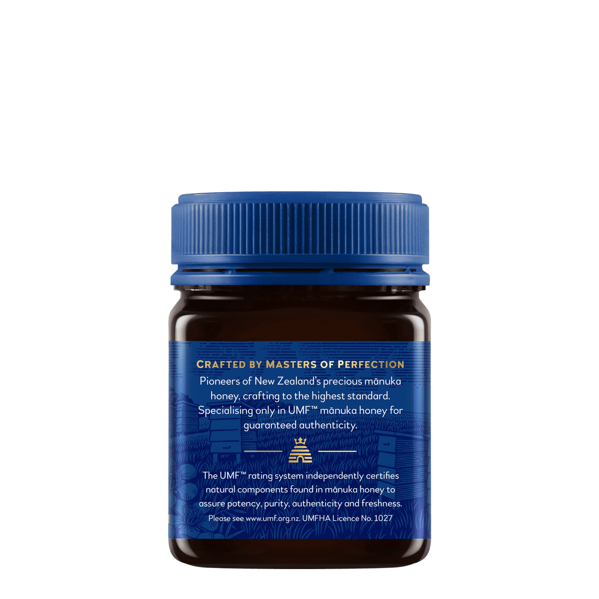 Słoik miodu manuka Haddrell's UMF 13+ 250 g, bok prawy