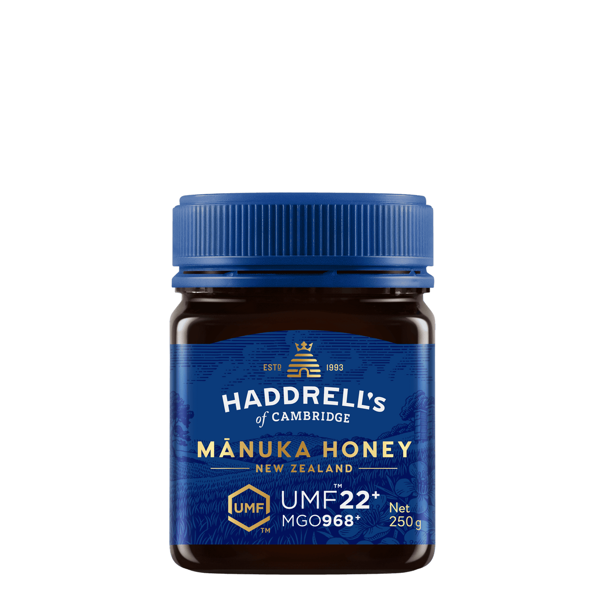 Haddrell's Miód manuka UMF 22+ MGO 968+ 250g - przód